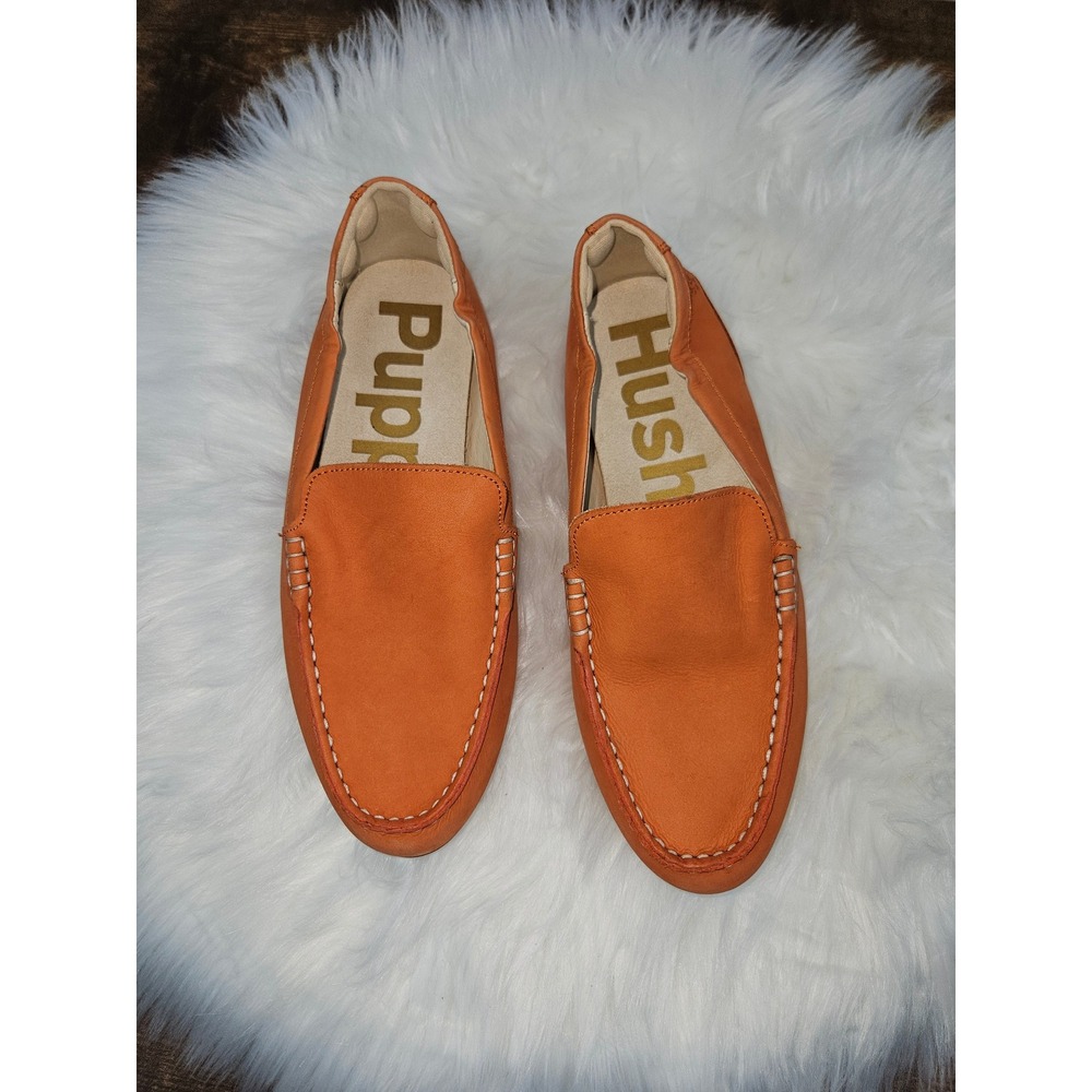 Hush Puppies Womens Orange Leather Driving Loafers HW06808-211 Size 7 Wide